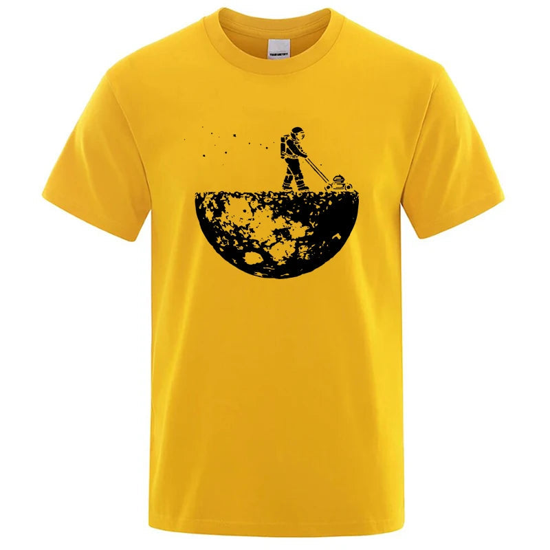Men T-shirt High Quality Funny Cotton Blend Lunar Cleaner Printing Casual Cool Loose O-neck Male for MenT-shirt Hip Hop Tees Quick Pick Grocers